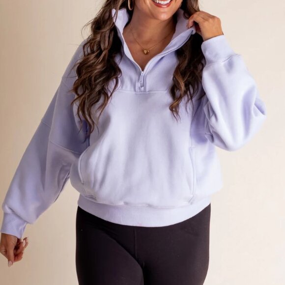 Women's Lavender Quarter Zip Pull Over Sweatshirt Size Small NWOT - Picture 1 of 3